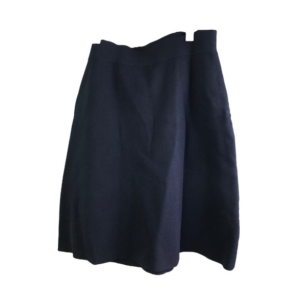 Sandro Paris Women's Skirt A-Line Navy Blue Knit Tortoise Belted Marine Sz L - Picture 2 of 9